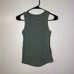 SO Olive Green Ribbed Racerbsck Tank Top